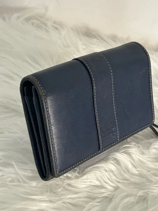 Coach Legacy Blue Leather Wallet USA vintage Clutch Y2K - Picture 5 of 12